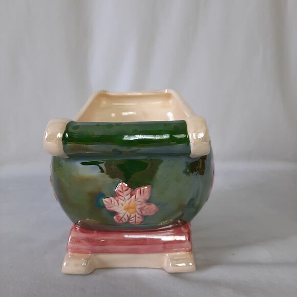 Christmas Sled with Poinsette Design, Ceramic Glossy - Picture 2 of 6